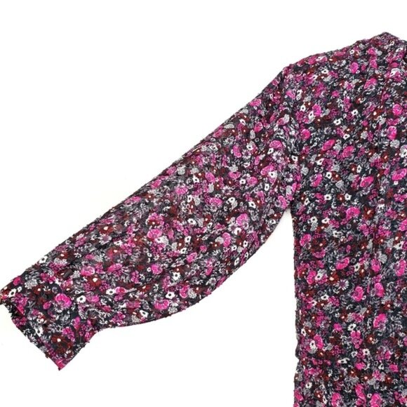 Zara Womens Long Sleeve Black Pink Clip Dot Floral Print Mini Dress Size L NWOT - Picture 6 of 8